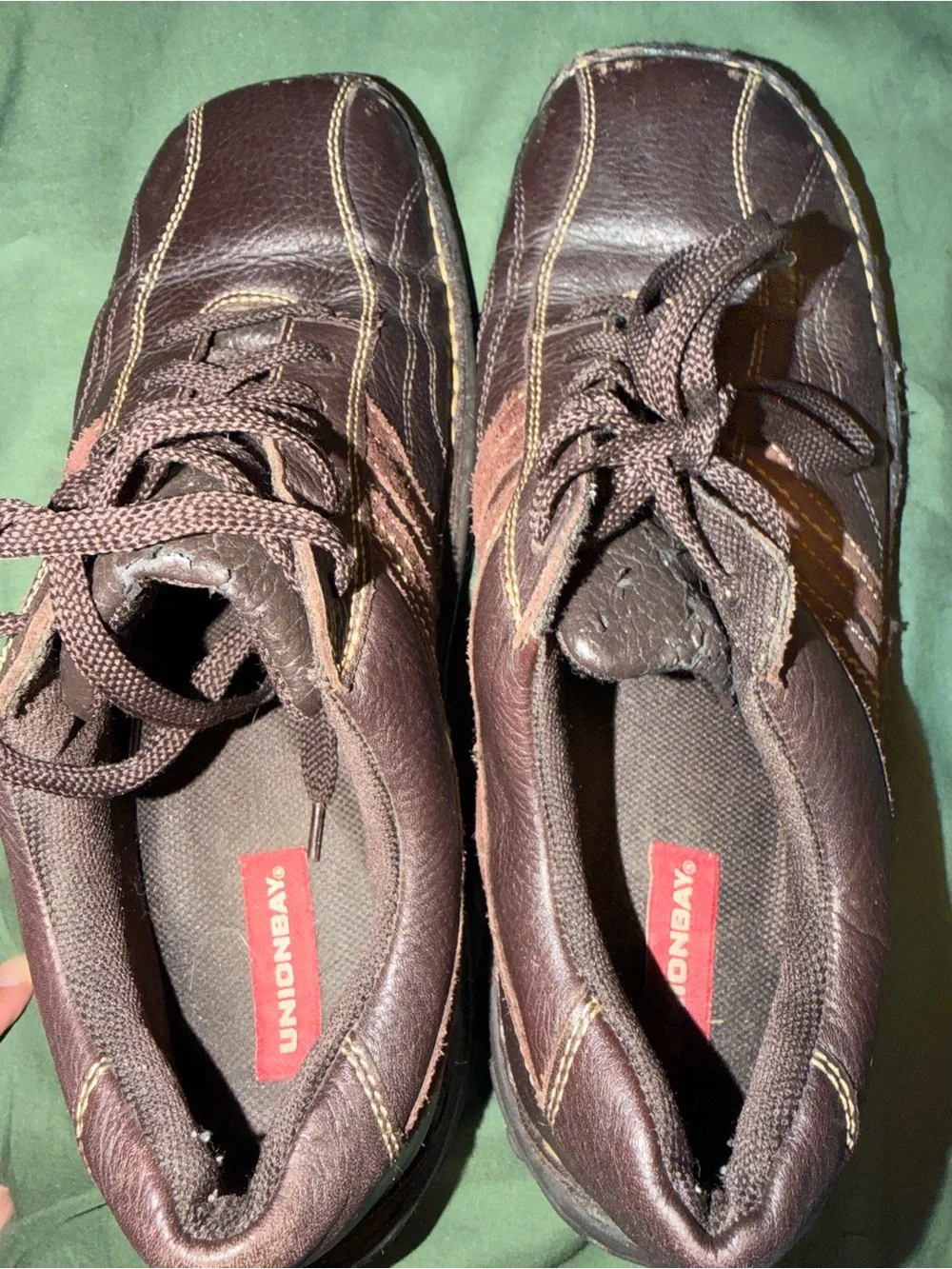 UNIONBAY Men's Dark Brown Leather Lace-Up Sneakers